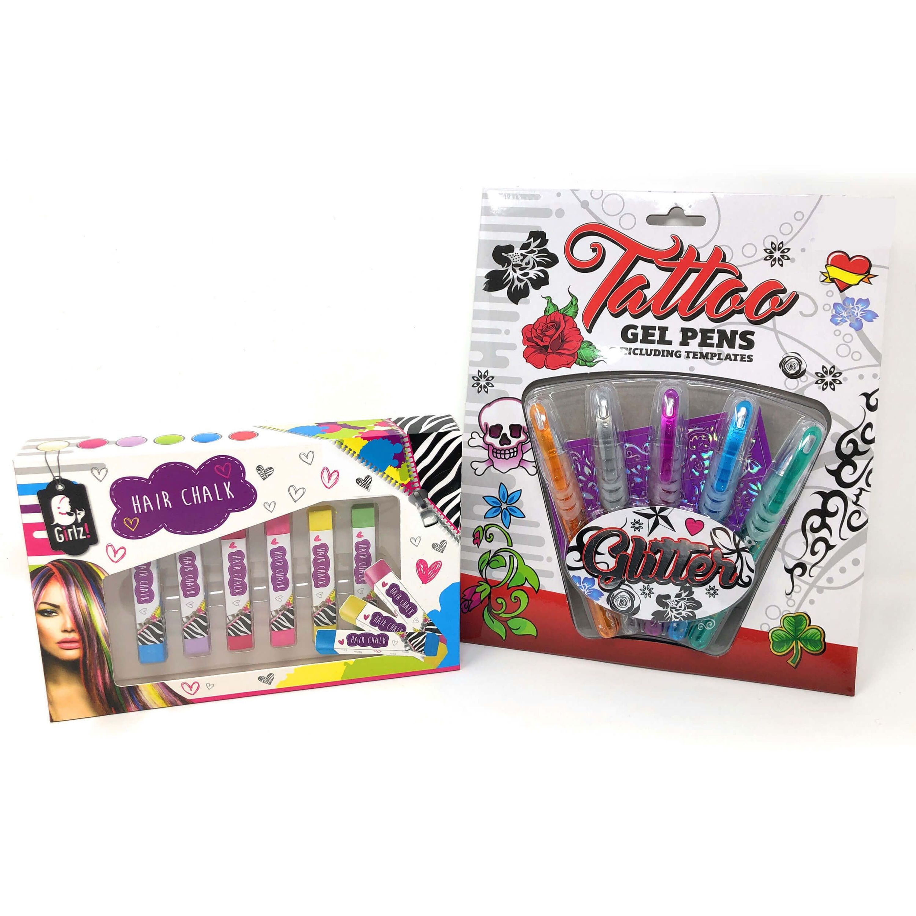 Tattoo Gel Stifte Haarkreide Set Mädchen Kinder Teenager Haarfarbe