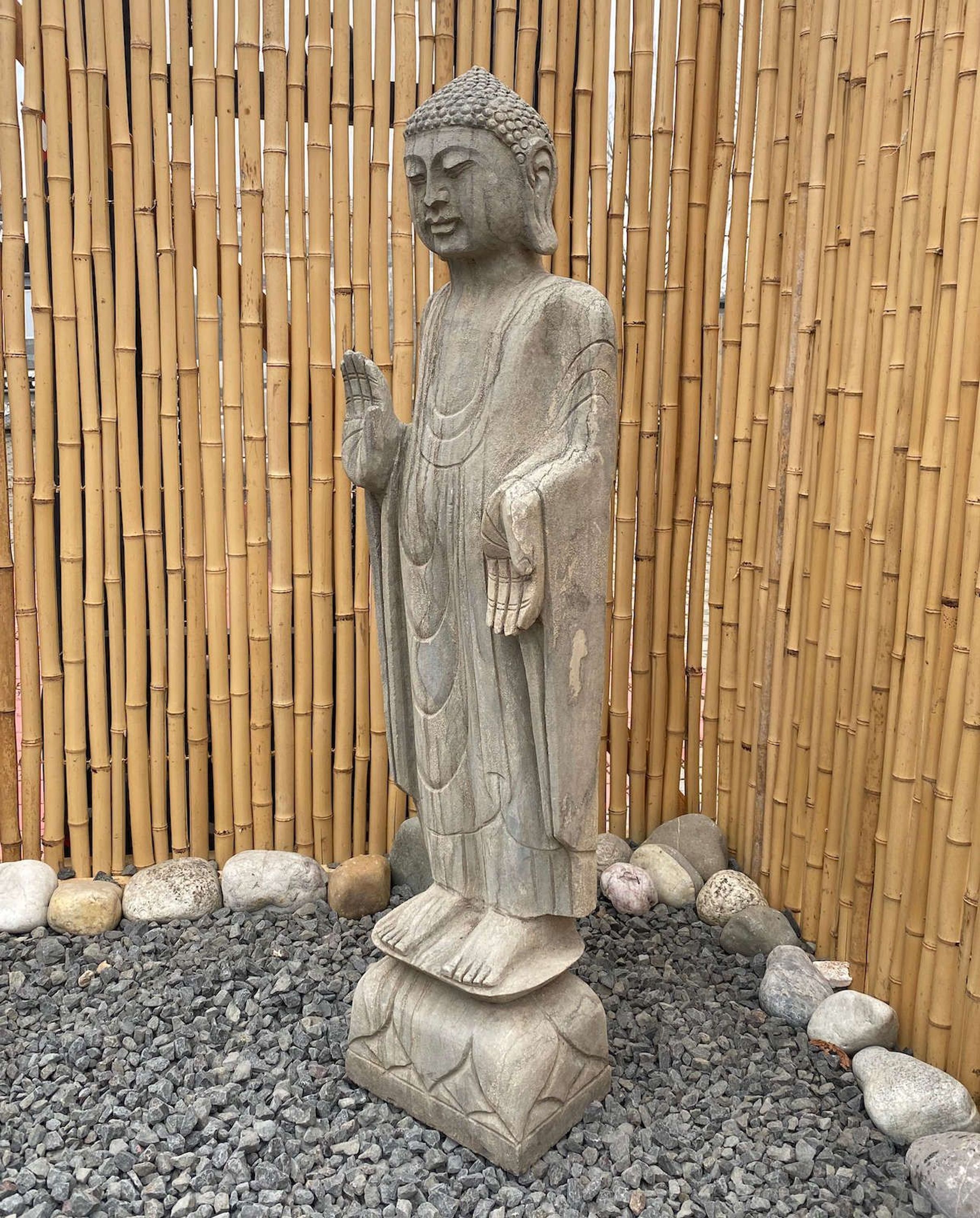 Garten Buddha (100cm) Figur aus Naturstein handarbeit