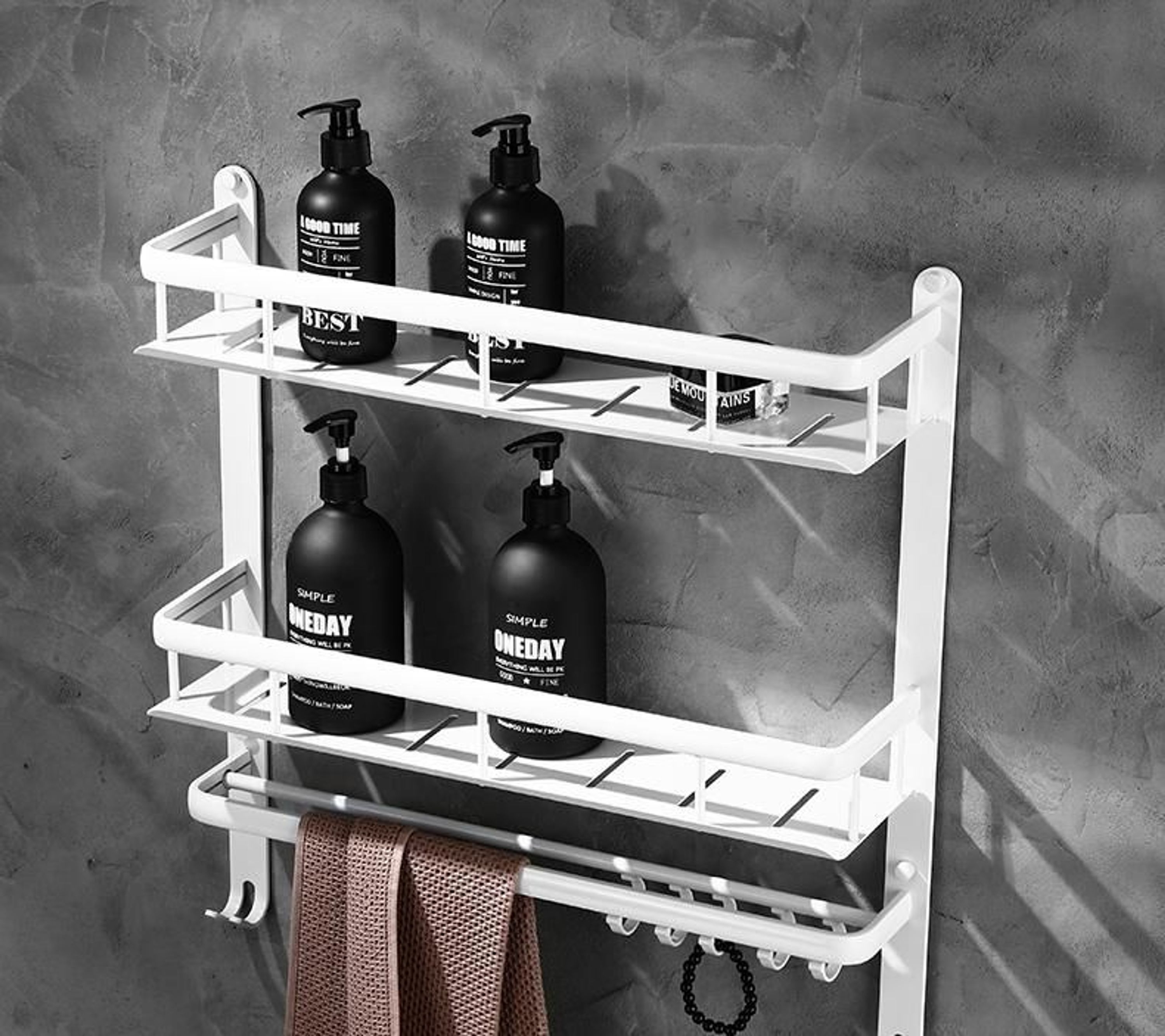 Nordic space aluminium, weiße badezimmerregale, wandbehang bad eckregal