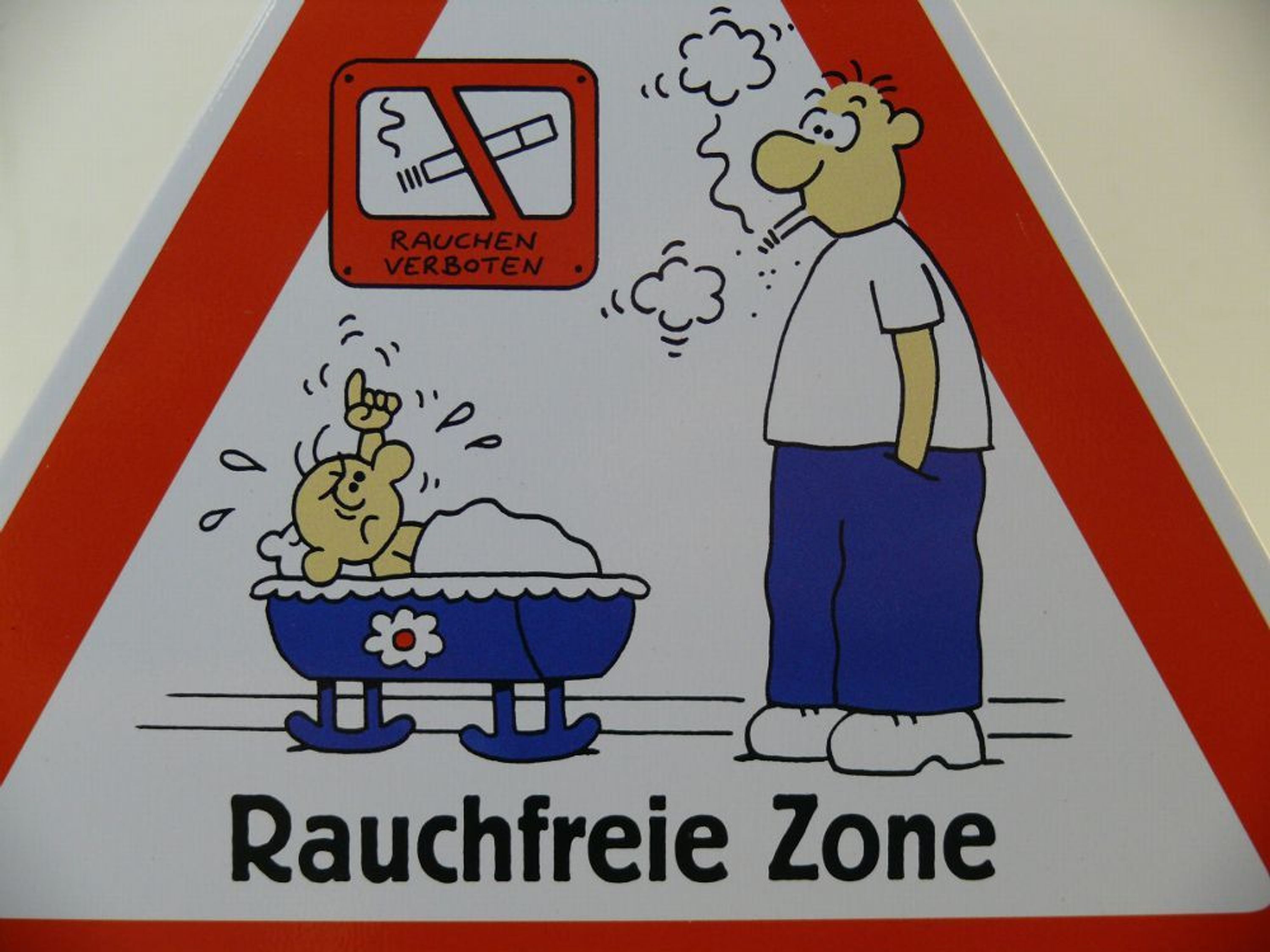 Lustige Warnschild "Rauchfrei Zone" dreieckige Blechschild für ihr