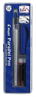 PILOT Kalligraphie-Füllhalter Parallel Pen, blau 6,0 mm, inkl. 12 Tintenpatronen