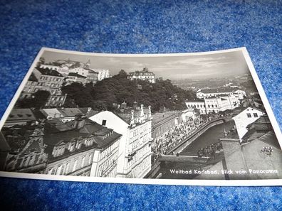 5114 / Ansichtskarte- Weltbad Karlsbad Blick vom Panorama beschrieben 1941