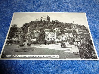 5135 / Ansichtskarte-Greiz Hindenburg Brücke mit Blick zum Schloß