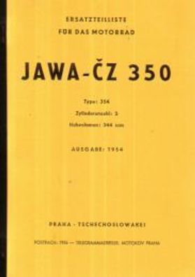 Ersatzteilliste Jawa CZ 350 Type 354 , 2 Zylinder 2 Tackt Motor
