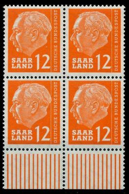 SAAR OPD 1957 Nr 387 postfrisch Viererblock URA X799ABA