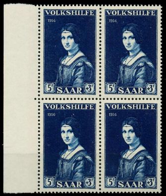 Saarland 1956 Nr 376 postfrisch Viererblock X79C3E6