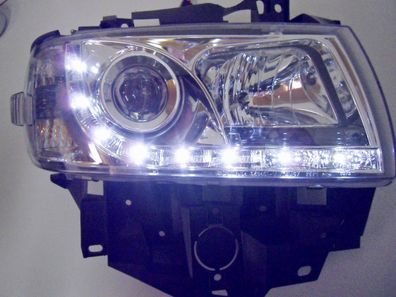 VW T4 LED Tagfahrlicht Optik Scheinwerfer Chrom Langer Forderwagen 96-03 SWV31GX