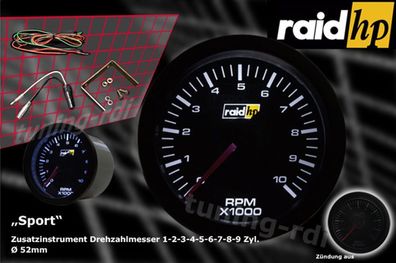 Raid HP Sport Drehzahlmesser 1,2,3,4,5,6,7,8,9 Zylinder 4-Takt 52mm Stepper Moto