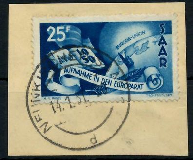 Saarland 1950 Nr 297 gestempelt Briefstück X79DFEE