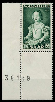 Saarland 1954 Nr 356 postfrisch ECKE-ULI X79DF36