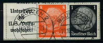 D-REICH Zusammendruck Nr W65 gestempelt 3ER STR Briefstück X7A18A6