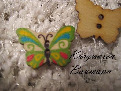 1 Holzknopf Holzknöpfe Kinderknöpfe Schmetterling 20x18x2mm 2Loch a 2mm Nr 2059