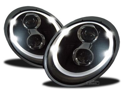 Für Porsche 911/997 Bj.04-08 Xenon Scheinwerfer Schwarz, D2S/ LED Tagfahrlicht Opt