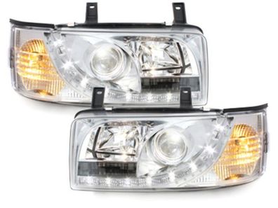 VW T4 LED Tagfahrlicht Optik Scheinwerfer Chrom ab Baujahr 1990- E. Prüfzeichen