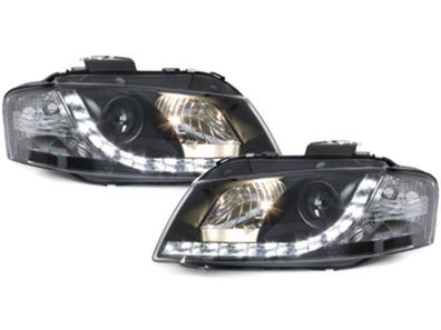 Scheinwerfer für Audi A3 8P LED Tagfahrlicht R87 Zulassung schwarz Bj.2003-2008