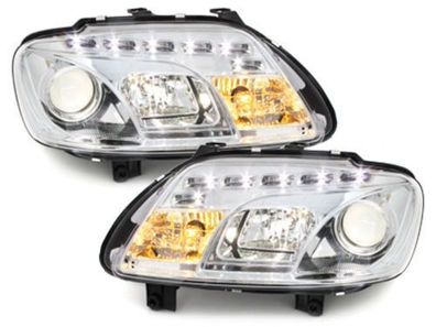 Scheinwerfer VW Touran 1T LED Tagfahrlicht Optik Chrom Bj.2003-2006 Europaw. zuge