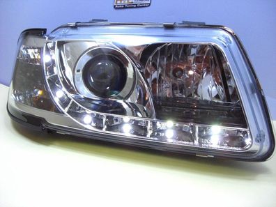 Scheinwerfer Chrom, Audi A3 8L 96-00 LED Tagfahrlicht Design/ Optik E. Prüfzeichen