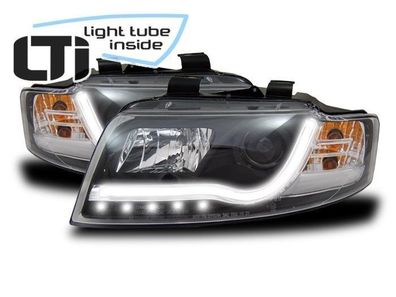 LTi Scheinwerfer Audi A4 B6 Bj. 2001-2004 schwarz LED Tagfahrlicht O. Light Tube