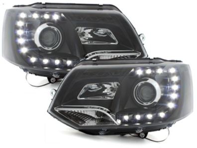 VW T5 GP LED Tagfahrlicht Scheinwerfer schwarz. Bj.2010-2014 + Stellmotor SWV42LGXB