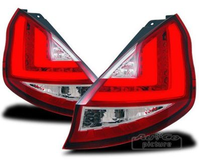 Ford Fiesta MK7/ JA8 Light-tube LED Rückleuchten + LED Blinker/ Rot-klar Bj.2013-16