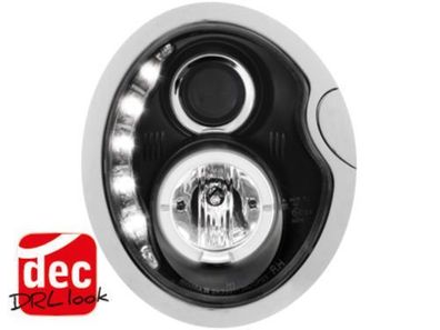 Scheinwerfer für Mini Cooper + S LED Tagfahrlicht Design Schwarz E. Prüfzeichen