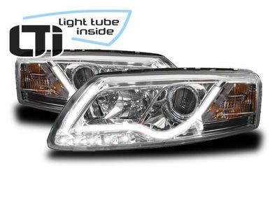 LTi Scheinwerfer Audi A6 4F Bj. 2005-2008 chrom LED Tagfahrlicht O. Light Tube