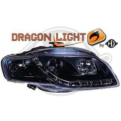 Audi A4 B7 LED Tagfahrlicht Optik Scheinwerfer Schwarz + Motor LWR. Bj.2004-2007