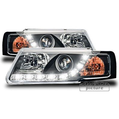 VW Passat 3B 1996-2000 LED Tagfahrlicht Optik Scheinwerfer E. Nummer in Schwarz