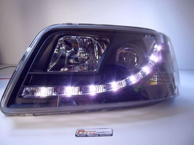 VW T5 Scheinwerfer LED Tagfahrlicht Optik. In schwarz. Mit Stellmotor SWV29AGXBM