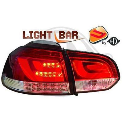 Für VW Golf 6 VI Limousine Lightbar LED Rückleuchten+ LED Blinker Rot-klar/ Chrom