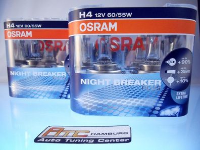 2 Satz H4 Osram Nightbreaker Unlimited 60/55 Watt Leuchtmittel bis 110% + Licht