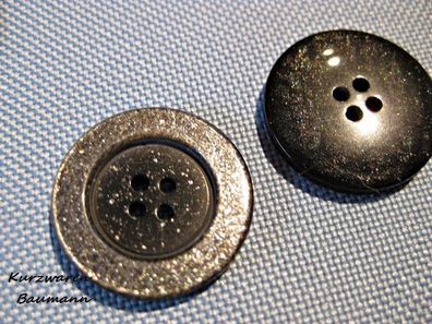 1Kunststofknopf Knöpfe schwarz Silberglitter 23x4mm 4Loch a 2mm Nr 277