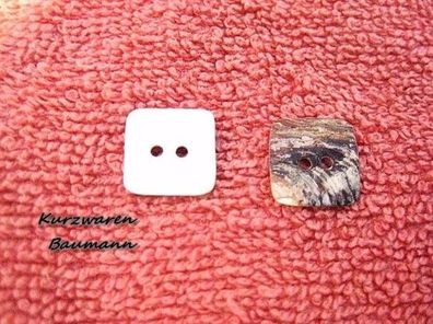 1 Echter Perlmuttknopf-Perlmuttknöpfe-Knöpfe natur 12x12x1mm 2 Loch 2mm Nr 341