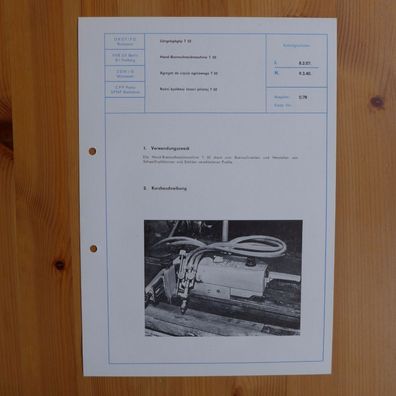 DDR Datenblatt Kurzbeschreibung Hand Brennschneidmaschine T 02