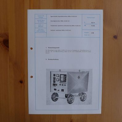 DDR Datenblatt Kurzbeschreibung Schweißgleichrichter RGSa 315 / ZIS 415