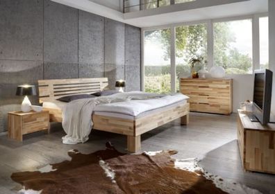 Massivholzbett Schlafzimmerbett - LANDO - Bett Kernbuche 140x200 cm