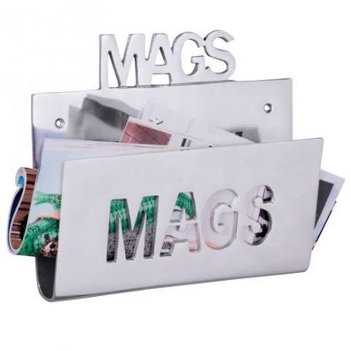 Deko Magazinhalter MAGS für die Wand aus Aluminium Farbe Silber