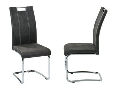 Esszimmerstühle Stühle Freischwinger 4er Set - DC - Softtex Anthrazit