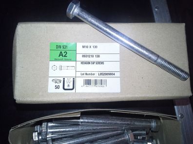 ISO4014 M10x 130 Edelstahl A2 Sechskantschraube mit Schaft (DIN 931) 2 Stk