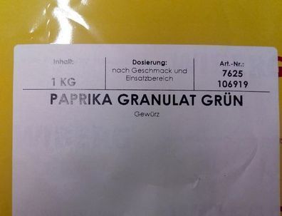 Wiberg Paprika-Granulat grün 1 kg, Gewürz, Gewürze