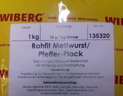 Wiberg Rohfit Mettwurst/ Pfeffer-Plock 1 kg, Gewürz, Gewürze