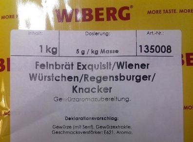 Wiberg Feinbrät Exquisit/ Wiener Würstchen/ Regensburger/ Knacker 1 kg, Gewürze