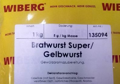 Wiberg Bratwurst Super/ Gelbwurst 1 kg, Gewürz, Gewürze