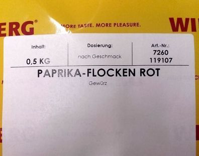 Wiberg Paprika Flocken rot 0,5 kg, Gewürz, Gewürze