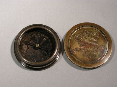 Kompass `Kelvin & Hughes` mit Deckel, antik Kompaß