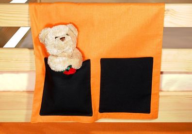 Stoftasche Seitentasche neues Design "Orange-Schwarz"für Hochbet Spielbett