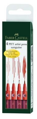 Faber Tuschestift PITT ARTIST PEN, 4er Etui, Spitze: sortiert, Schreibfarbe: rötel