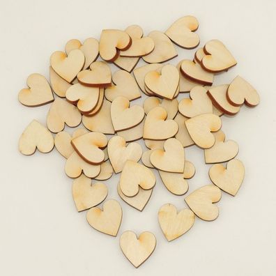 50 symmetrische Herzen in 2 cm Holz Dekoherzen Hochzeitsdeko Tischdeko Geburtstag
