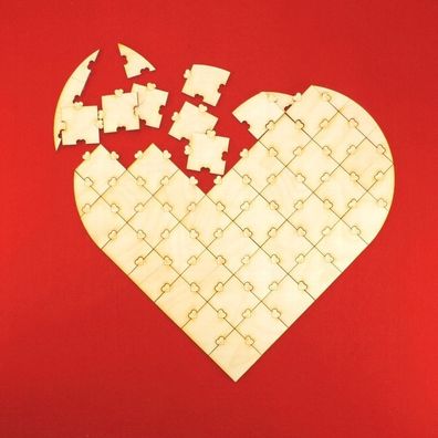 Herz Puzzle zum selber gestalten, aus Holz 47 Teile Hochzeit Spiel Geburtstag
