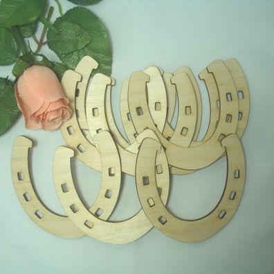 10 Stück 10 cm Hufeisen aus Holz, Glücksbringer Geschenkanhänger, Holzelemente